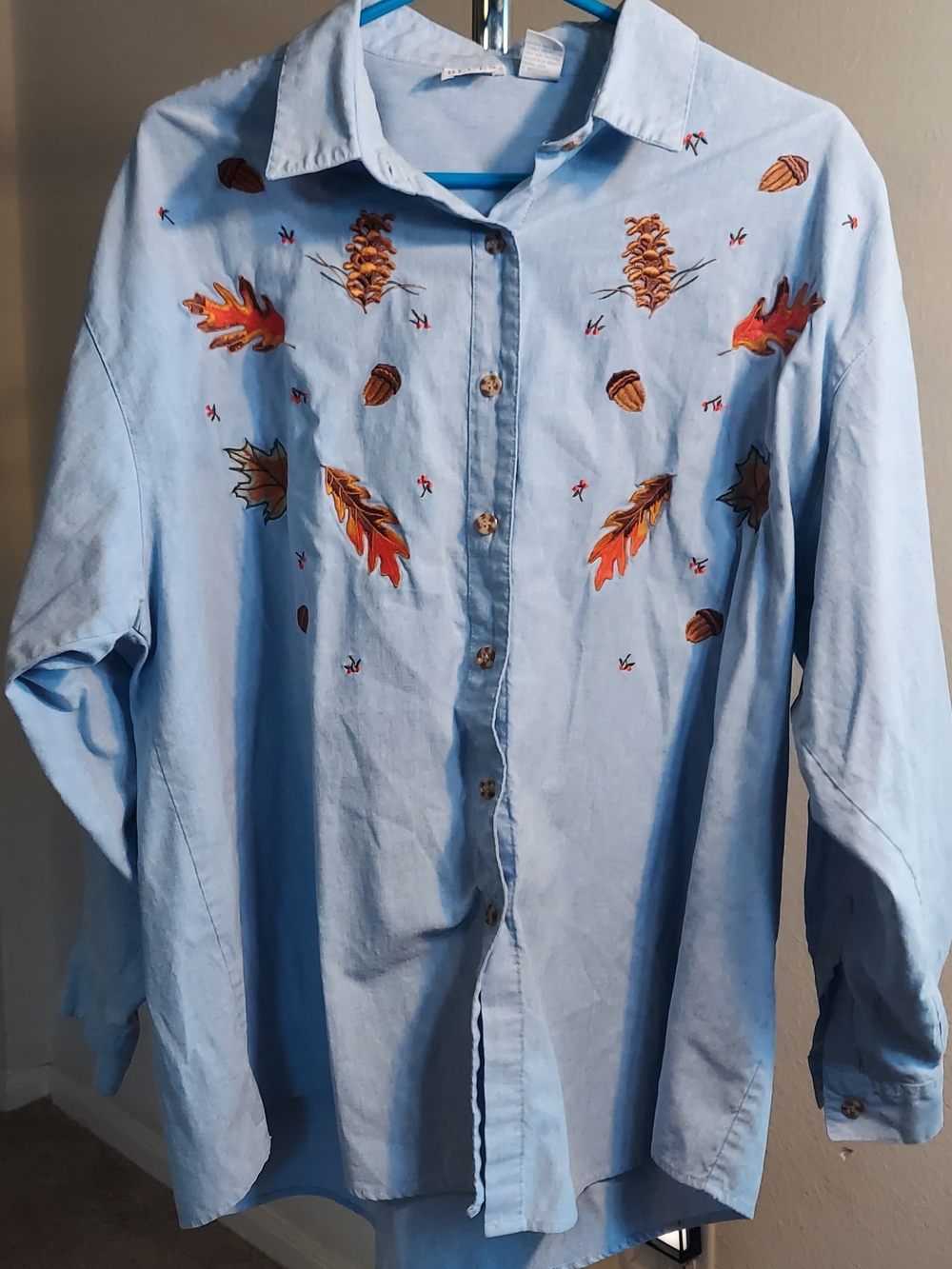 Mystic Light Blue Denim-Style Button Shirt